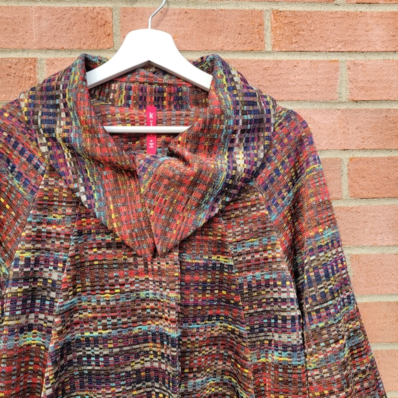 IC by Connie K Buttoned Cowl Neck Long Jacket Retro Cardigan Medium - Picture 2 of 9